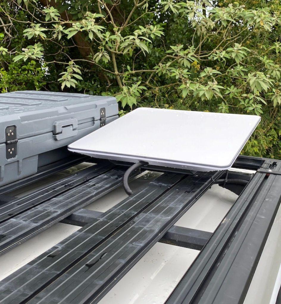 Image showing Starlink technology on Channel Nine’s broadcasting news crew vehicles roof.